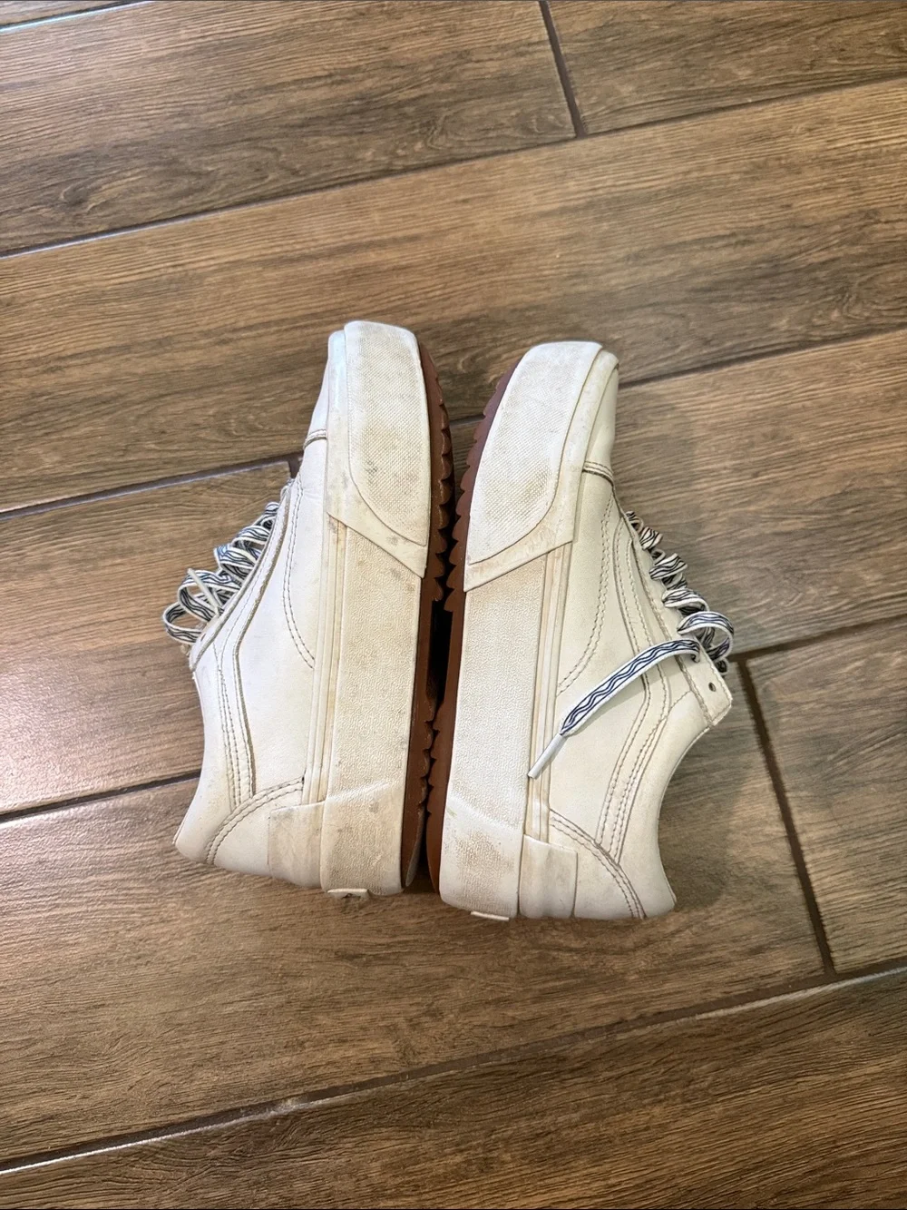 Vans Era Stacked Leather True White Platform Sneakers Womens Sz 6.5